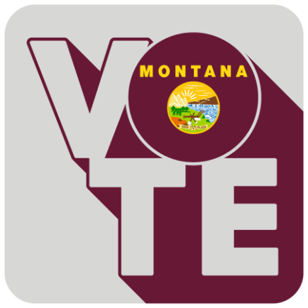 Vote Montana Graphic from Adobe Stock with Montana State Flag emblem in the O